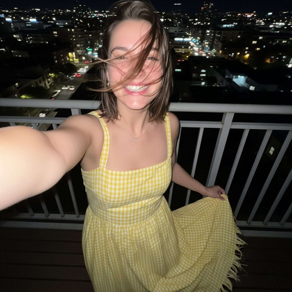 Yellow Gingham Maxi Dress Selfie - Messy & Cute