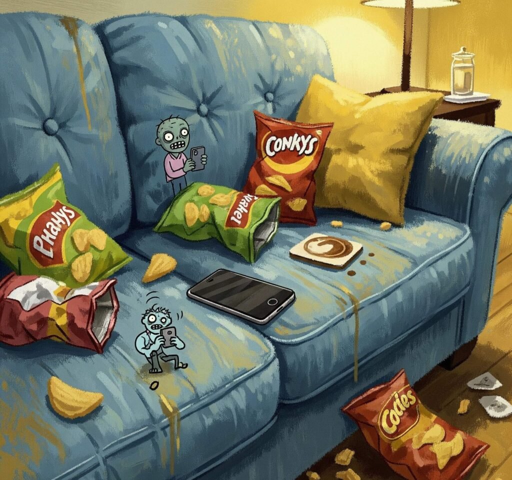 Chaotic Couch with Zombie Doodle