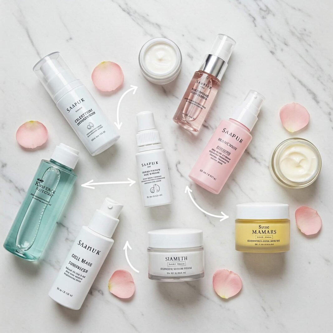 Skincare product layout Skincare product layout