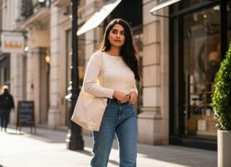 Wide-Leg Jeans Are Back—Here’s Exactly How to Style Them in 2025 Woman in wide-leg jeans