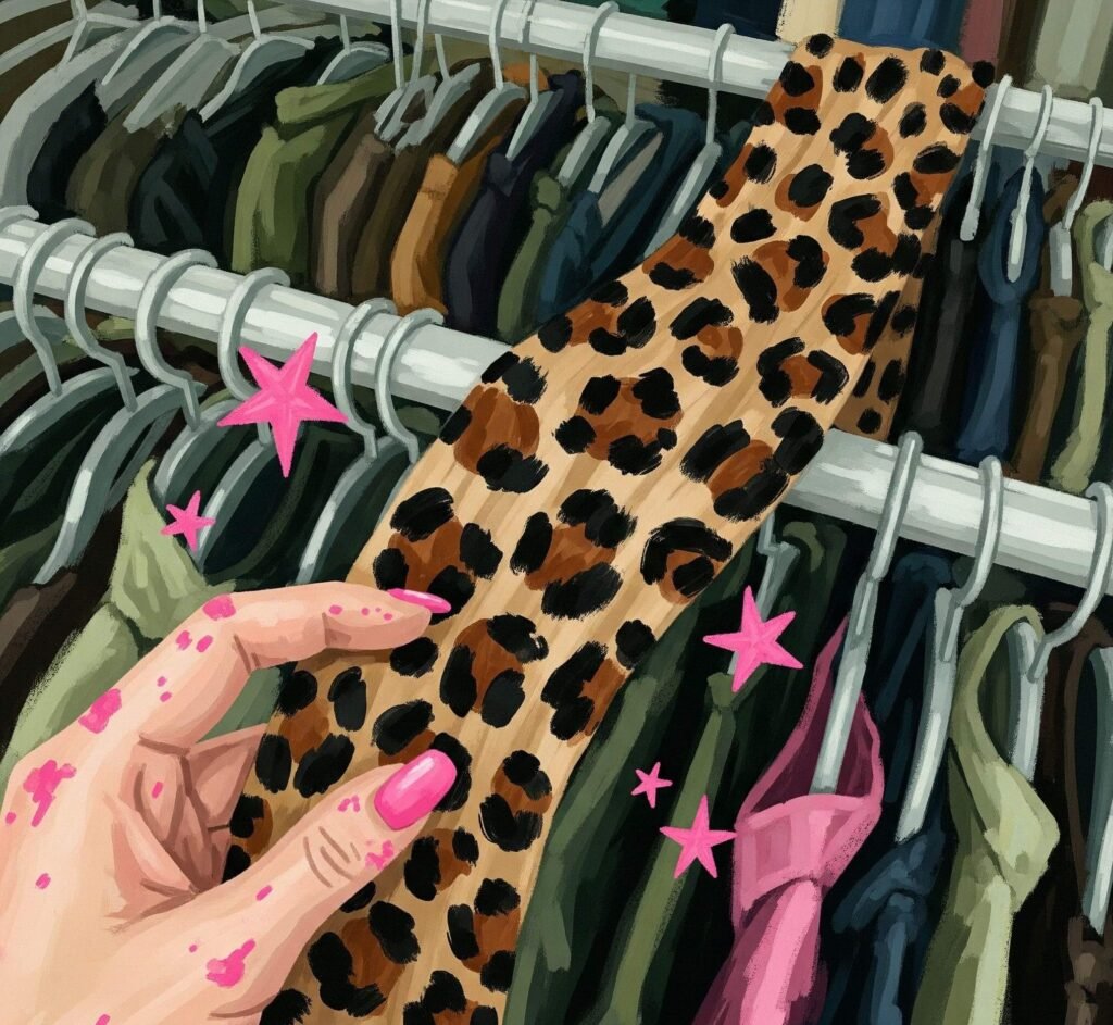 A close-up impressionistic digital painting of a hand grabbing a leopard