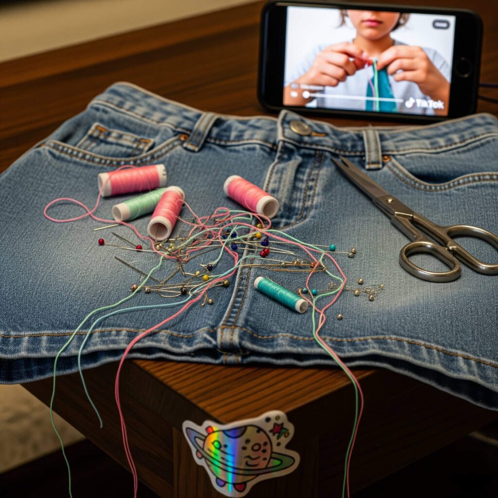 Failed DIY Denim Skirt Project: A TikTok Tutorial Gone Wrong