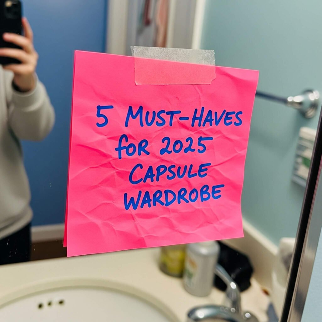 Crumpled sticky note, capsule wardrobe, 2025.