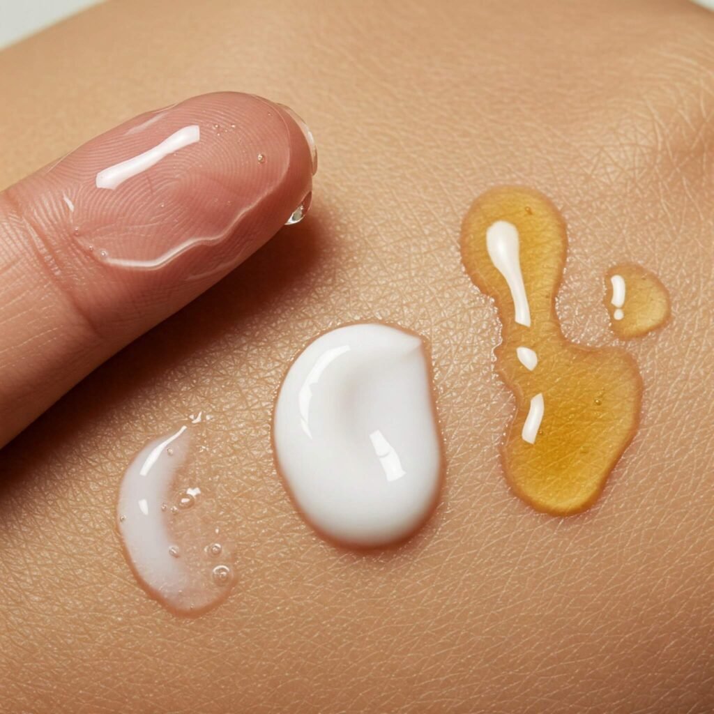 Skincare textures close up