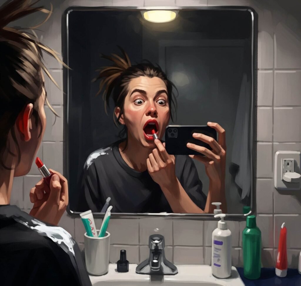 impressionistic digital painting, chaotic makeup