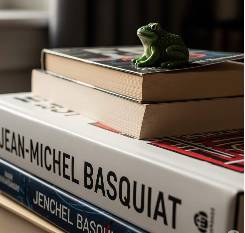 My Coffee Table Book Stack with a Frog Figurine